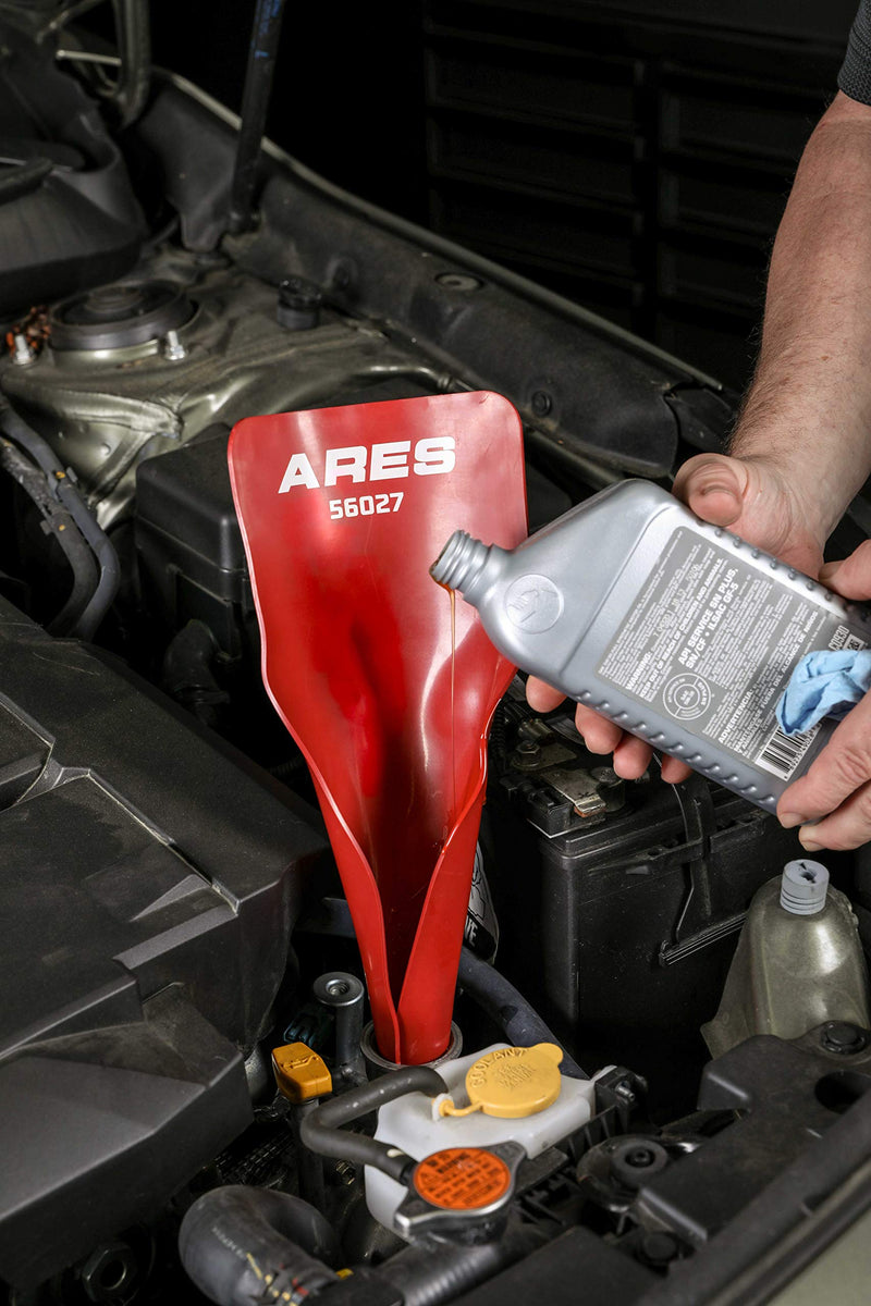 ARES 56027 - Universal Flexible Oil Funnel - Spill-Free Oil Filling - Easy to Use 1-Person Design - Fits Multiple Applications 56042 56045