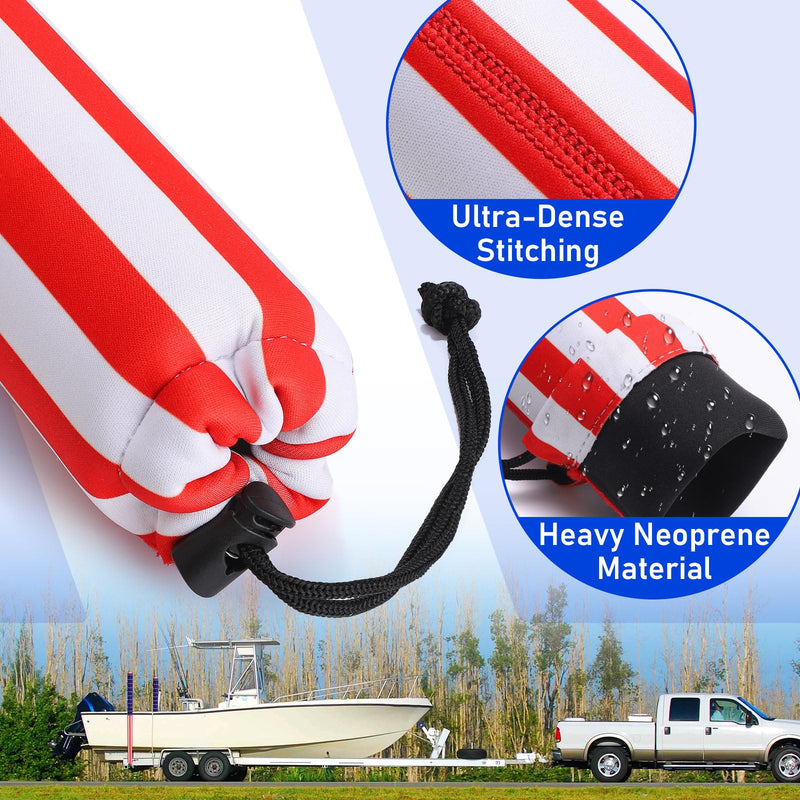 2PCS 48" USA Boat Trailer Guide Pole Cover, Heavy Duty Neoprene Canvas Boat Trailer Capped Guide Pole Pad Cover, Waterproof Marine Trailers Guidence Poles Cover for Fishing Boats Sailboat Trailers 2PCS 48"