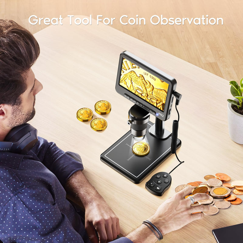 Leipan 1080P LCD Digital Microscope with 32GB SD Card, Coin Microscope with 5-inch IPS Screen,PC View,Photo/Video Capture,Compatible with Windows Mac MS2B-5 inch