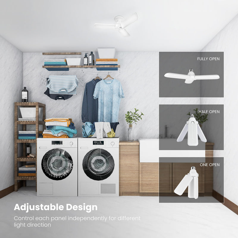 Feit Electric Smart LED Garage Light, 4000 Lumens RGBW Color Changing Deformable Panels, 2.4GHz WiFi App Control, Works with Alexa & Google, E26 Screw-in Ceiling Light for Garage ADJ4000/RGBW/LED/AG