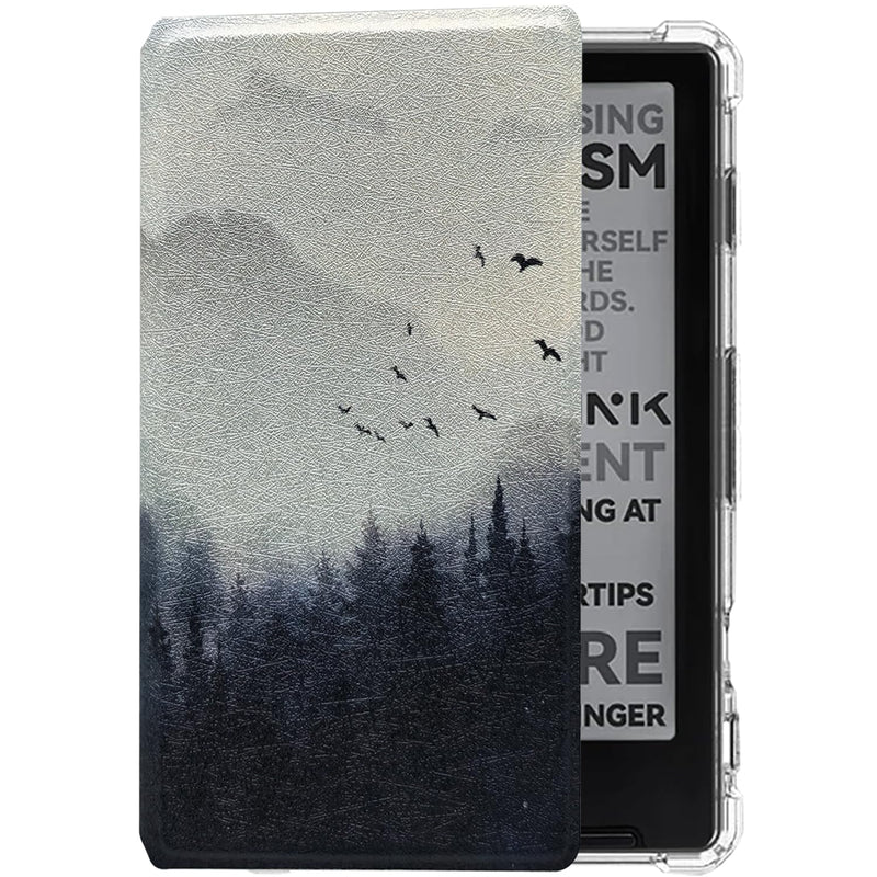 2in1 Magnetic Detachable Flip Case for 4.3'' XTEINK X4 E-Book Reader Ultra-Thin Lightweight Leather & TPU Transparent Cover with Magnetic Closure (Misty Forest) Misty Forest