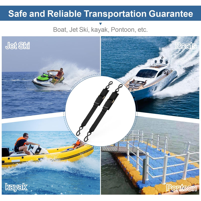 1208LB Heavy Duty Boat Tie Down Straps to Trailer, Anti-Corrosion 2" x 48" Adjustable Boat Trailer Straps for Trailering Safety with Jet Ski, Boat, Kayak, Pontoon, etc.