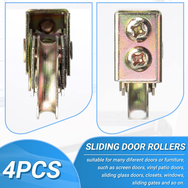Lounsweer 4 Pieces Sliding Door Rollers Replacement 1-1/4 Inch Patio Door Roller Steel Ball Bearing Tandem Wheels for Sliding Glass Door Screen Door Hardware for Window Gate Closet