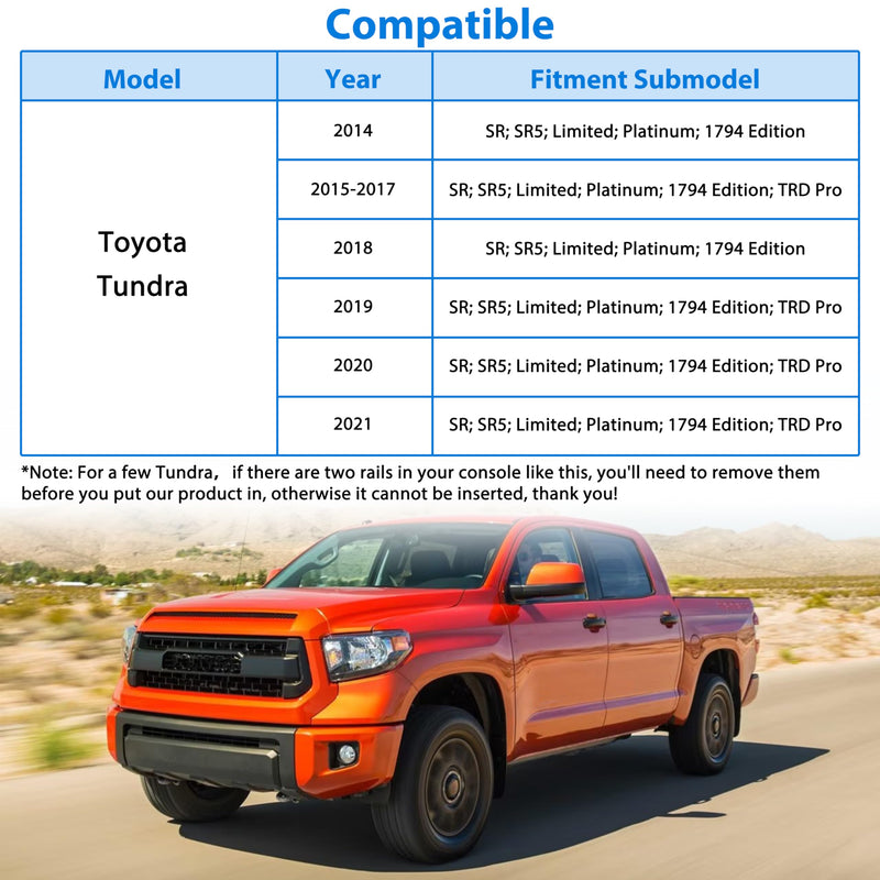 Wireless Charger for Toyota Tundra 2014-2021 Accessories | Center Console Organizer Tray, USB-A USB-C Fast Phone Charging Panel Pad, Armrest Storage Box for Tundra