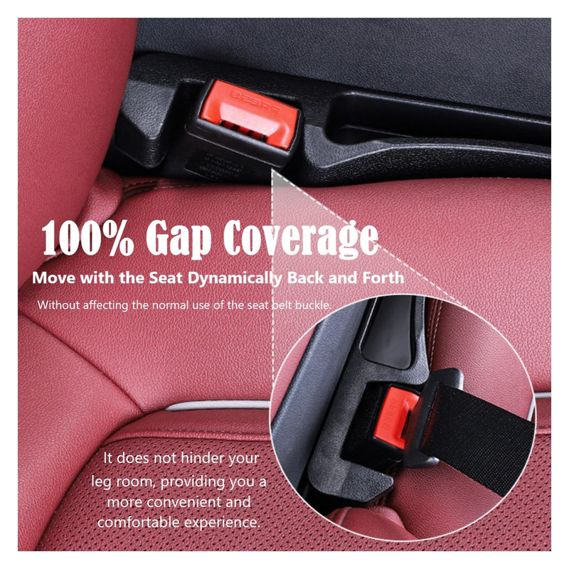 Car Seat Gap Filler Organizer 2 Pack, 3in1 Carseat Side Gap Plug with Filler, Organizer & Hook Functions, Gap Space Stopper Universal Fit Car SUV Truck Fill The Gap Between Seat & Console, Black Black, 2PCS with Hook