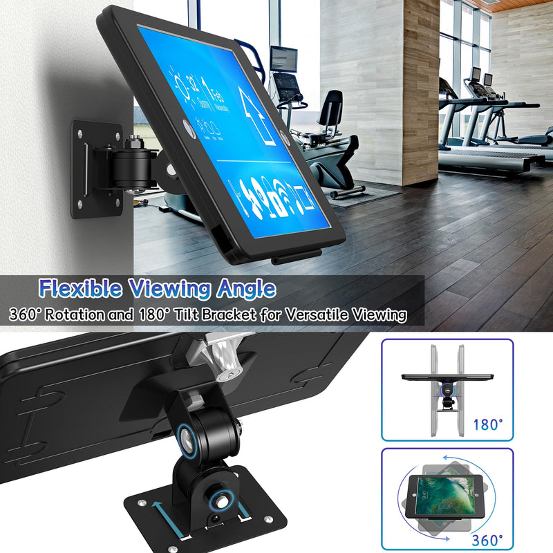 iPad Wall Mount – Tablet Wall Mount Holder with Anti-Theft Aluminum Security Lock System, Compatible ONLY with iPad 10.2-Inch (9th, 8th, 7th Gen.), Adjustable Design – Black
