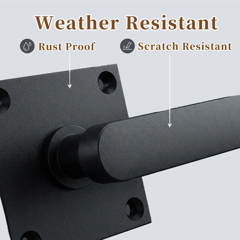Double Sided Gate Latch Aluminum, Heavy Duty Black Fence Gate Latch with Handles, Rust Proof Surface Mount Lock for Left Right Inswing Wooden Gates, Backyard Garden Shed (Left)