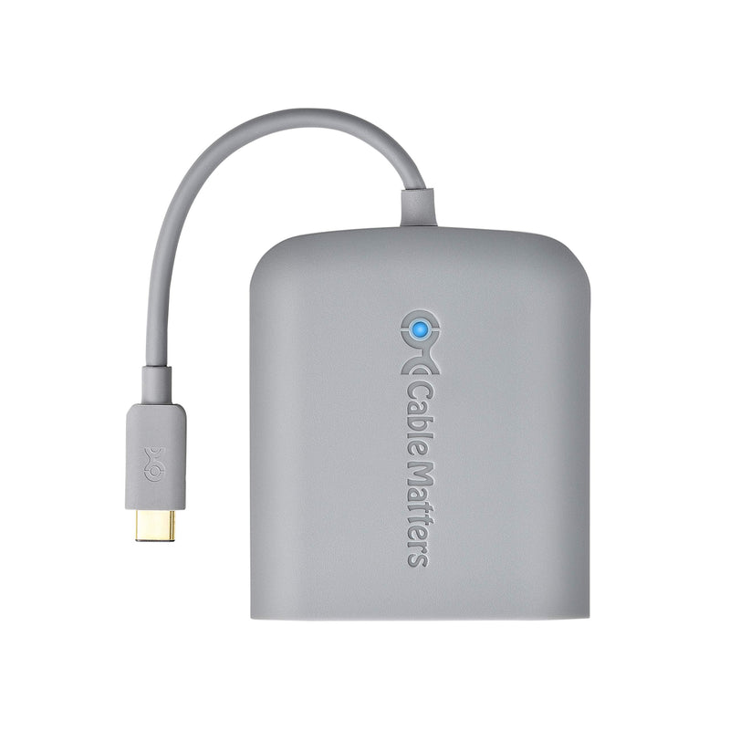 Cable Matters USB C Hub DisplayPort, 4K@60Hz (USBC DisplayPort Hub), 100Mbps Ethernet, 2X USB, 60W Host Charging in Gray - Thunderbolt 4 / Thunderbolt 3 Port Compatible for MacBook Pro