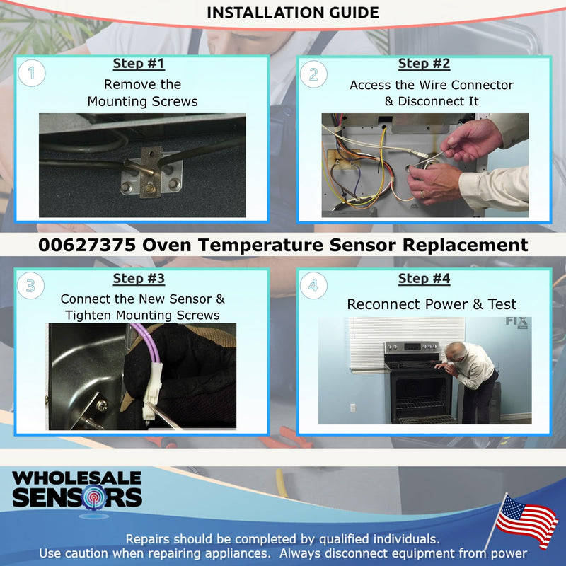 Replacement for Bosch 00627375 Gas Range Oven Temperature Sensor Probe, 12 Month Warranty & USA Product Support