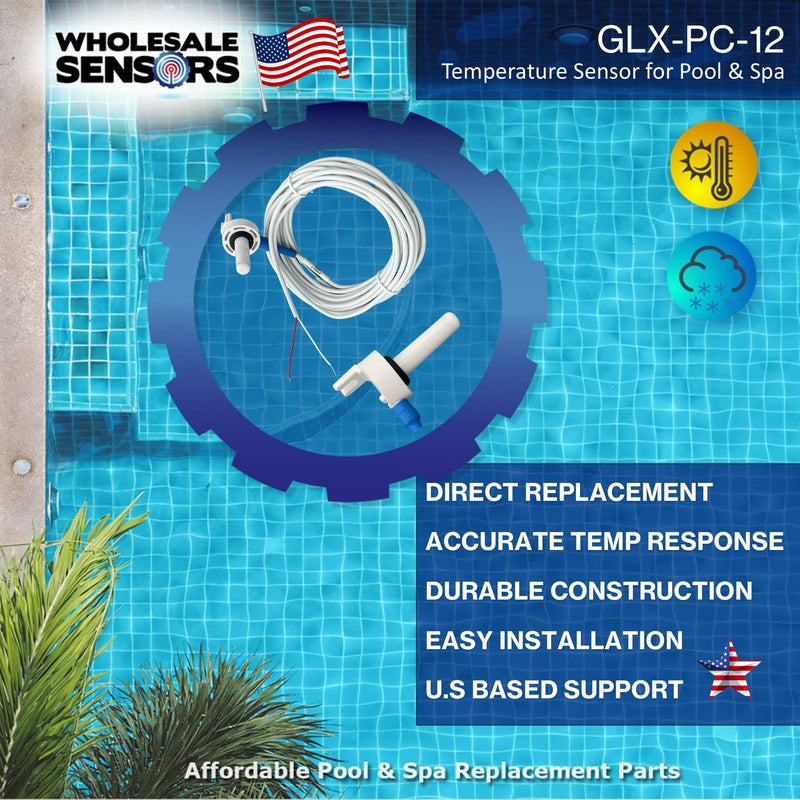 Replacement Hayward GLX-PC-12 Water/Air/Solar Temperature Sensor, 12 Month Warranty & USA Support