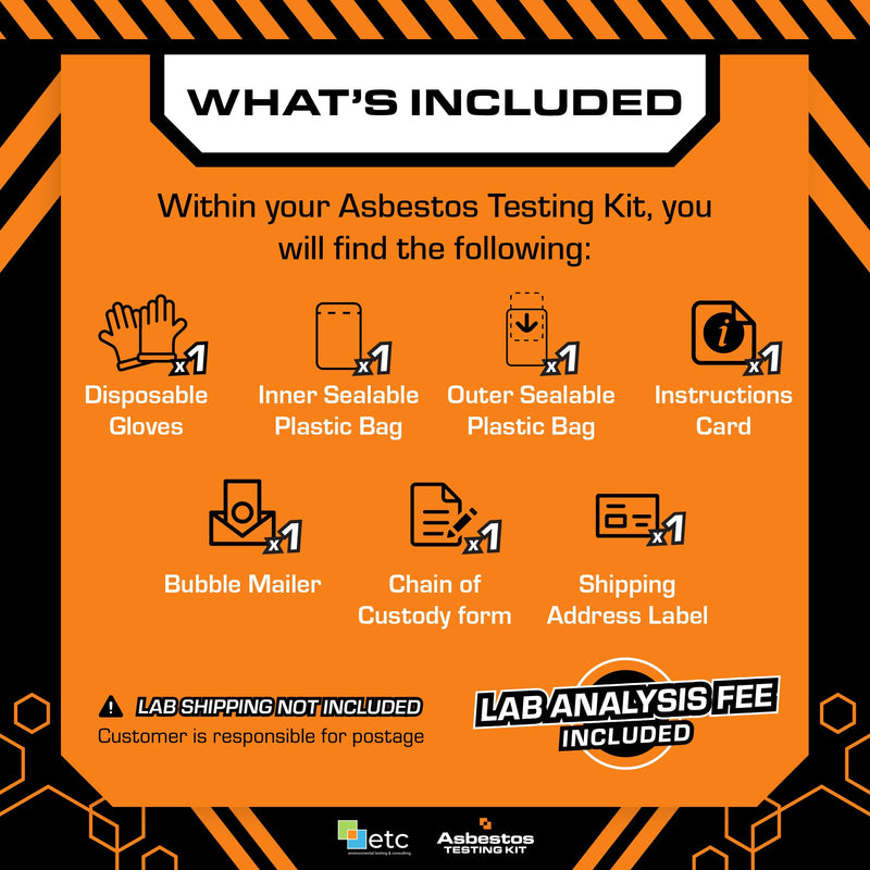etc Asbestos Home Testing Kit DIY Sample Collection with NVLAP Accredited Lab Fee Included, Asbestos Test Kit, Protect Your Home & Family
