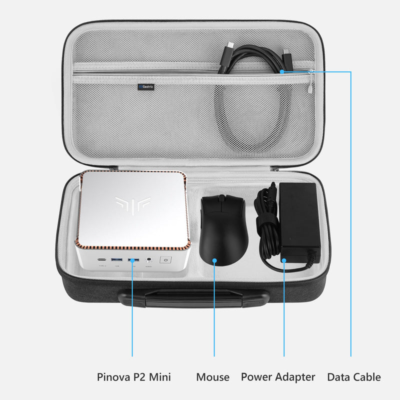 GEEKRIA Mini PC Hard Shell Travel Case, Compatible with KAMRUI Pinova P2 /Pinova P1 /Hyper H2 /AM21 /Hyper H1 /E3 /E3B, GMKtec M5 Ultra /G3 Pro /G3S /M6 Ultra, Mini Computer Carrying Bag