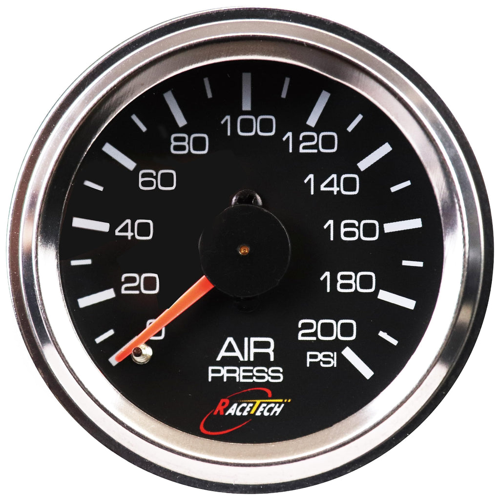 52mm 2-1/16" Mechanical Air Bag Suspension Pressure Gauge Air Suspension Gauge 0~200 PSI 1/8NPT Black Dial Chrome Rim for Air Ride Suspension Systems