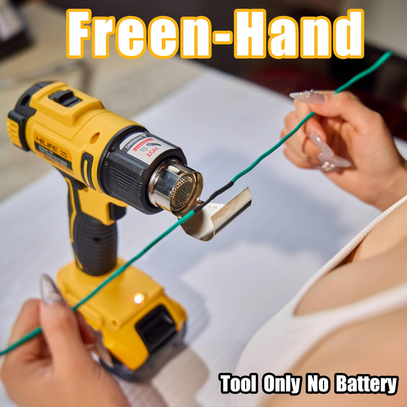 Cordless Heat Gun for DeWALT 20v Battery,Lithium Hot Air Gun, 5 Nozzle Attachments,2-Temp Setting Max 1022°F(550°C),Heat Gun for Shrink Wrapping, Tube Bending (Tool Only, NO Battery) Ordinary
