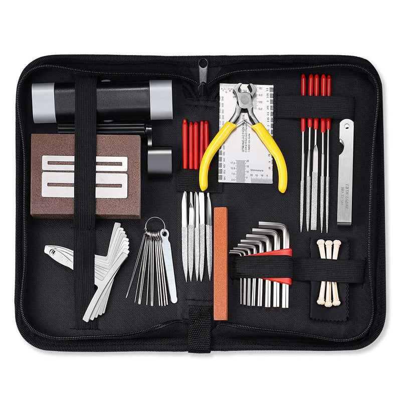 45Pcs Guitar Repairing Maintenance Tool Kit with Carry Bag Large Care Set of Tools For Acoustic Guitar Electric guitar Ukulele Bass Banjo,Perfect Gift for Music or String Instrument Enthusiast