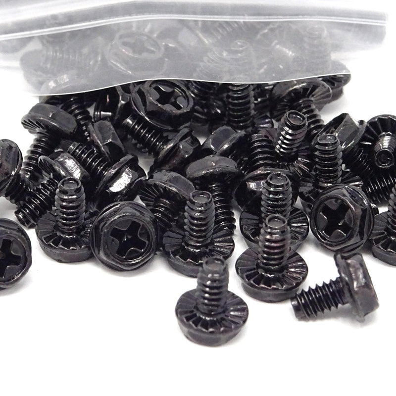 Honbay 100PCS 6#-32x6 Hex Phillips Head Replacement PC Computer Case Mounting Screws Fastener for Building Repairing and Maintaining Computer Systems (Black Zinc) Black Zinc