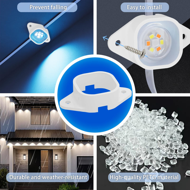 60 Pcs White Light Clips Mounting Brackets for Govee Outdoor Lights H706 ，Firm Installation, 3M Glue Replacement for Govee Pro Permanent Outdoor Lights Extension (60) 60Pcs