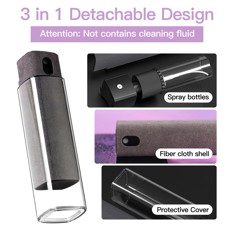 Touchscreen Screen Cleaner Kit 2 Pcs, Phone, Tablet and Car Screen Cleaner, Two in One Spray and Microfiber Cloth(2 Pack Grey) 2 Pcs Grey