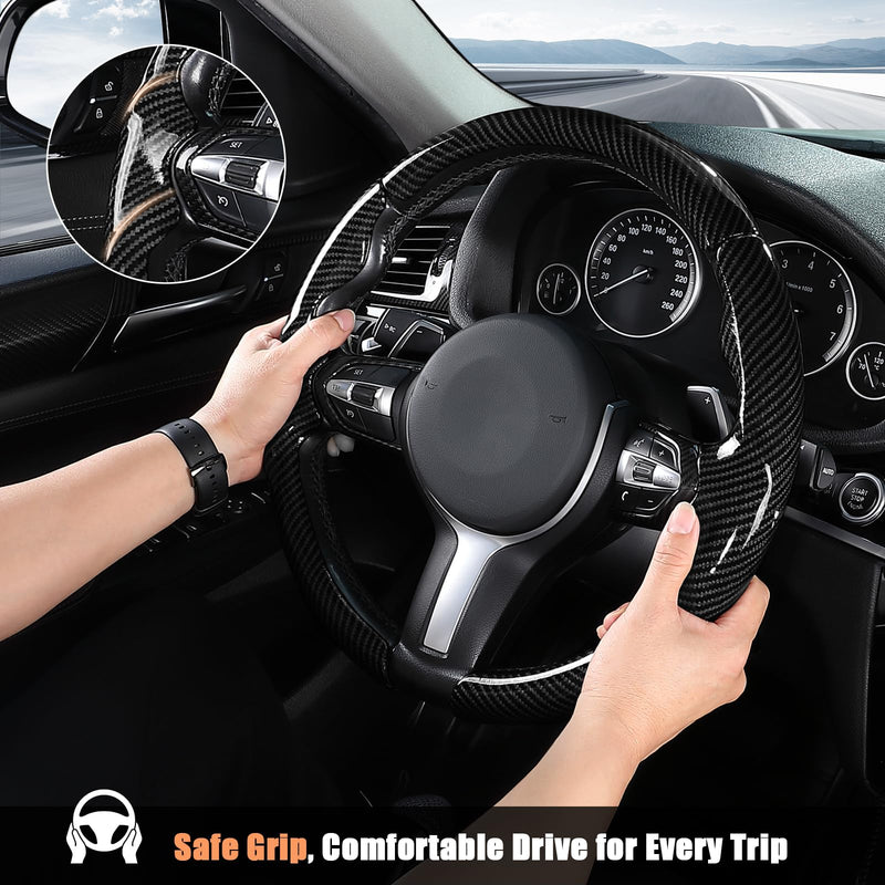 Aimato Customized Steering Wheel Cover for BMW(M Sport) X3 2014-2017/X5 2014-2018/3 Series 2012-2019/5 Series 2014-2016/328i 320i 330i 325i 528i 530i 535i 2 4 6 Series X2 X4 X6 M2 M4 M5 M6 Sport Bright Black