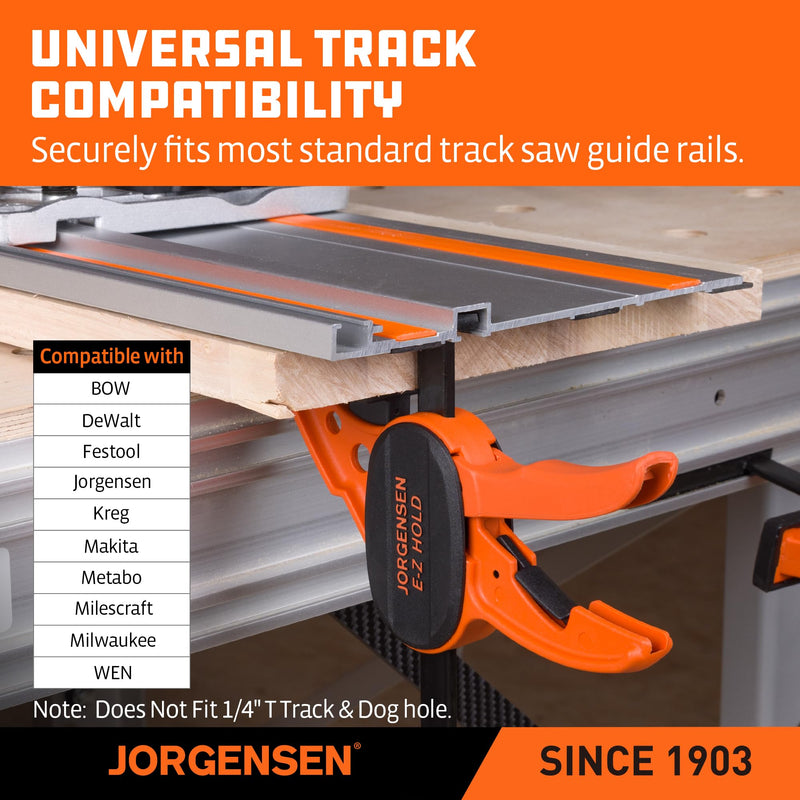 Jorgensen 9" Track Saw Clamps, Quick Release Clamp for Woodworking, Circular Saw Guide Rail System, 150lbs Load Limit, 2-7/16" Throat Depth, 2 Pack