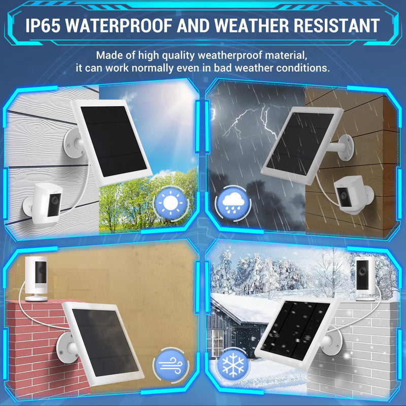 1 Pack - Solar Panel for Ring Camera, Compatible with Ring Spotlight Cam Plus/Pro(Battery) & Rings Stick Up Cam/Pro Battery & Rings Spotlight Cams Batterys with 10FT/3M Long Cable 1
