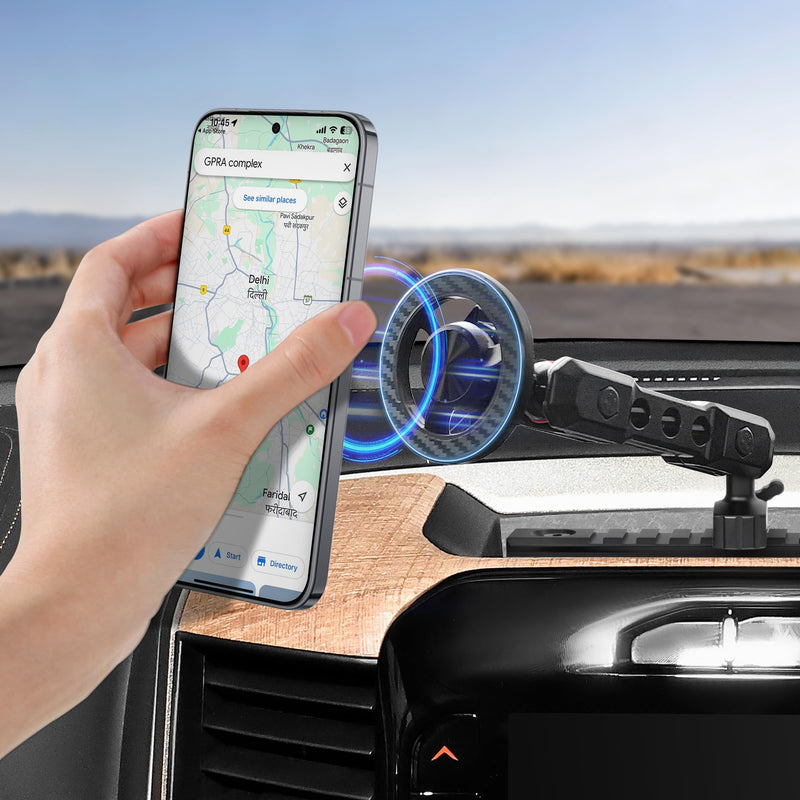 sukemichi Phone Mount for Dodge RAM Truck 1500/2500/3500 & TRX 2019+ Accessories, Dash Platform Phone Mount Magsafe Fit 5"/8.4"/12"/14" Screen, Cell Phone Holder for NATO Rail
