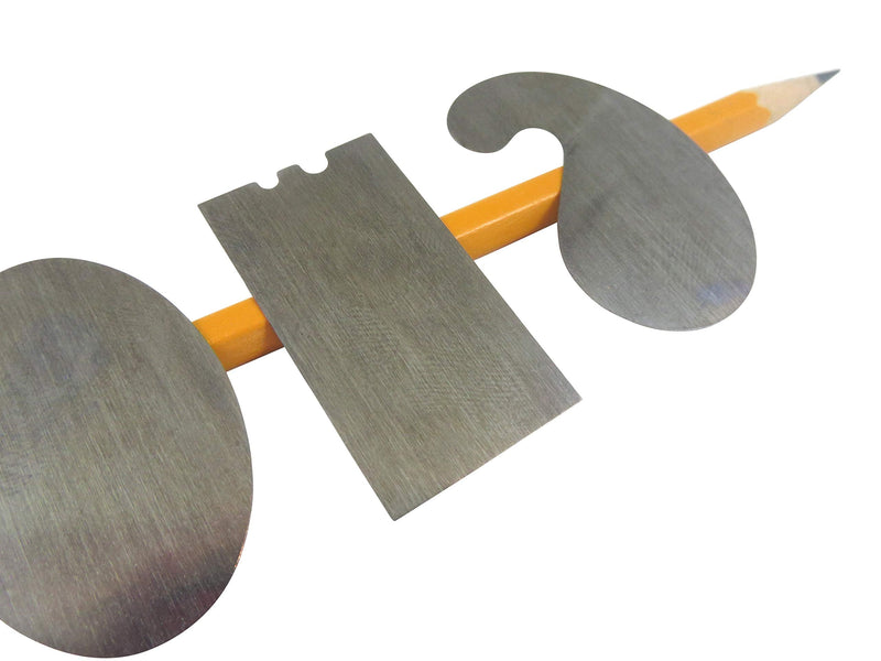 Lynx LMSS 4 Piece Miniature Cabinet Scraper Set with Googeneck, Oval, Convex/Concave and Square, Overall Sizes 2” x 1”, 0.012” Thick