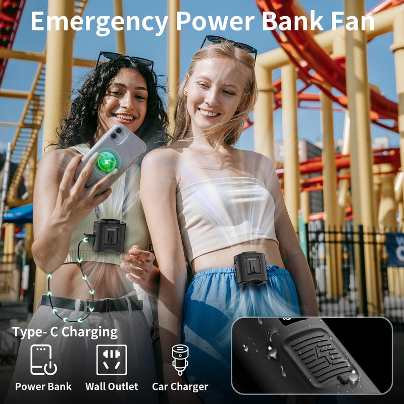 Socool 14500mAh Portable Waist Fan Clip on Belt 360 Rotation Wearable Rechargeable Personal Shirt Fan, 67H Cooling 5-Speed Battery Operated Fans with Light, Neck Fan Hanging for Outdoor Camping Travel Gray