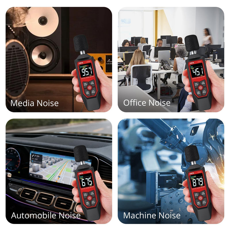 BINTA Decibel Meter, Digital Sound Level Meter with A/C Weighted, Portable SPL Tester 30-130dB Noise Measure with Backlit LCD Display, Max/Min, dB/SONE Unit, Data Hold for Home Office Factory Neighbor