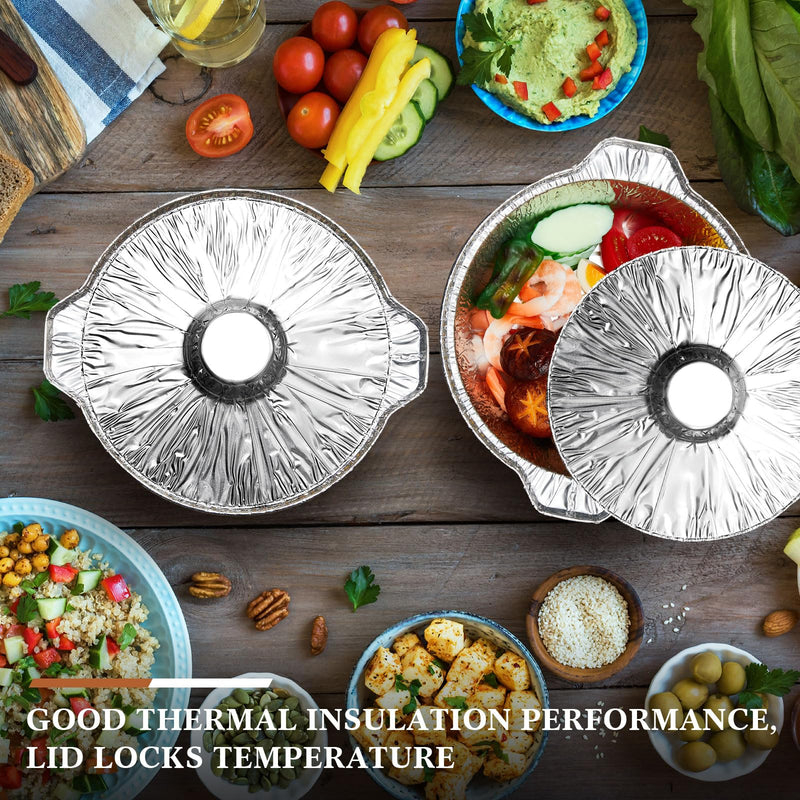 Ziliny Disposable Aluminum Pot with Lid Round Foil Pans Disposable Cookware Food Container for Vacation Trips Camping Baking Heating Cooking(12 Pcs,33.8, 67.6, 121.7 oz) 12 Variety Pack (33.8 oz, 67.6 oz, 121.7 oz)