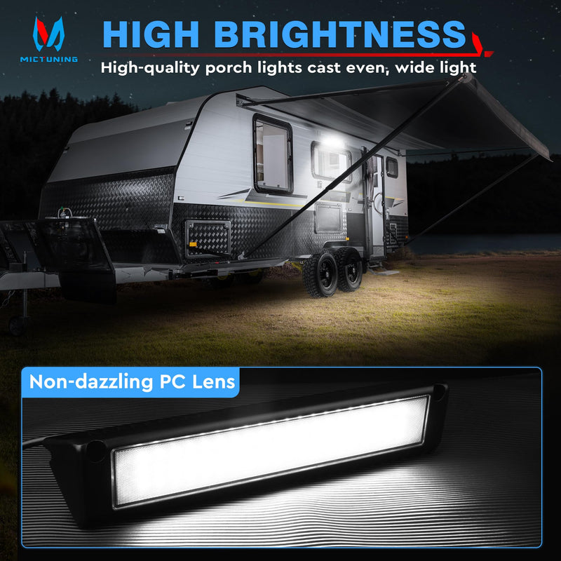 MICTUNING RV Porch Light, 13 Inch 90W LED Exterior Utility Awning Light 6000K, Aluminum Housing IP67 Waterproof, Replacement Lighting for RV Trucks Trailers Bus Marine Boats Campers 13''
