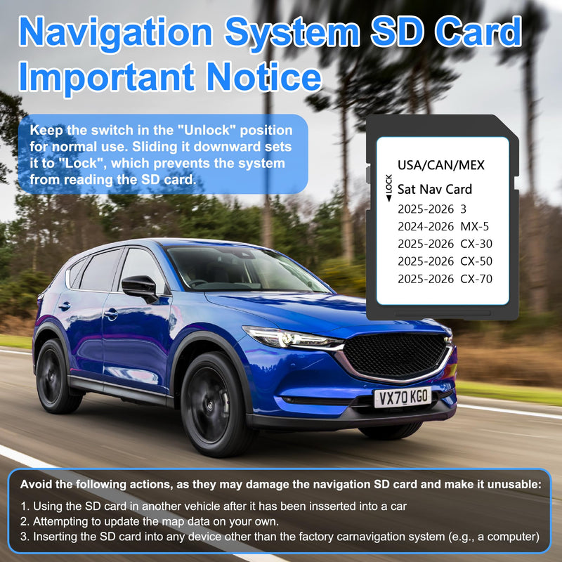 2025-2026 Latest Navigation SD Card - KR9D66EZ1B, Compatible with Mazda 2025 2026 CX-50/3/CX-30/CX-70, 2024-2026 MX-5, Mazda SD Navigation Card for USA Canada Mexico Offline Maps