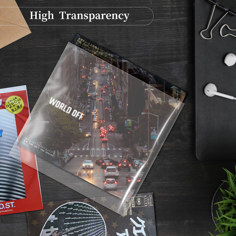 20Pcs 7 Inch Vinyl Record Outer Sleeves - Heavy-Duty Protective Covers for 45 RPM Album, 7.4" x 7.4" Clear Plastic EP Sleeves for Record Collection Storage and Display