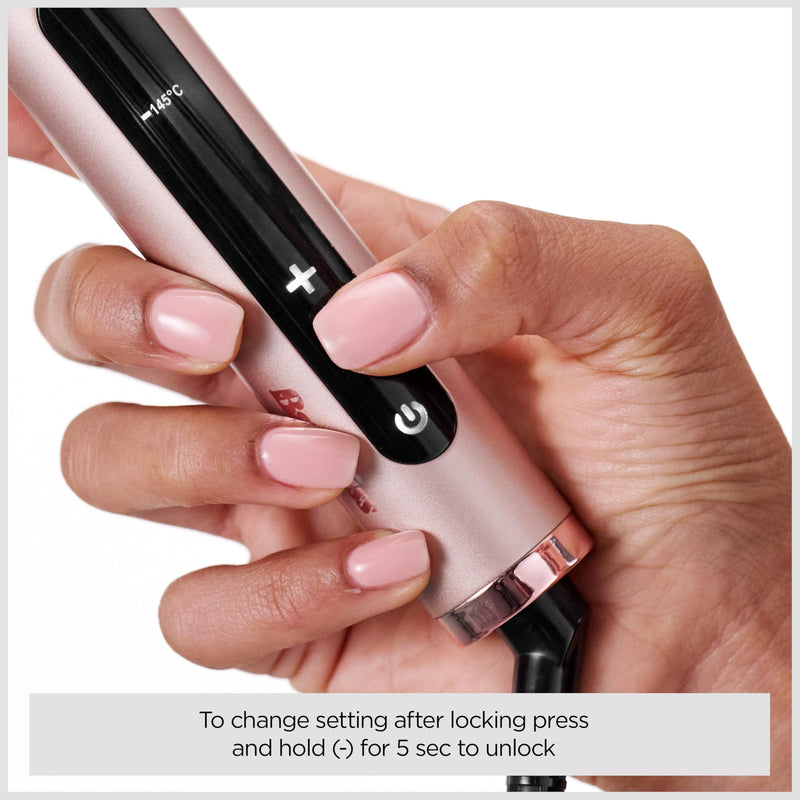 BaByliss Volume Boost Thermal Hot Brush - 38mm Barrel Heated Curling Brush, Ionic Frizz-Control, 4 Heat Settings, Multi-Voltage, Pink/Black, HSB200U Non-Rotating