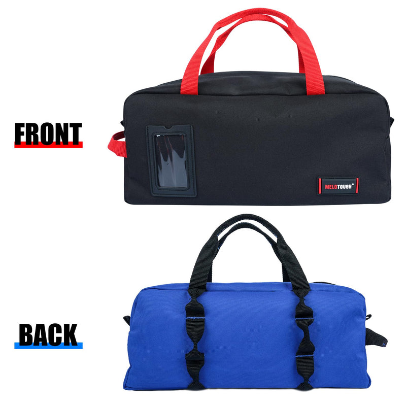 MELOTOUGH Canvas Tool Bag Heavy Duty Tool Tote Bag Combo Kit-1 Medium & 1 Big Tool Organizer Bags for Electrician,Technician,Carpenter (Black&Blue) A-Black & Blue