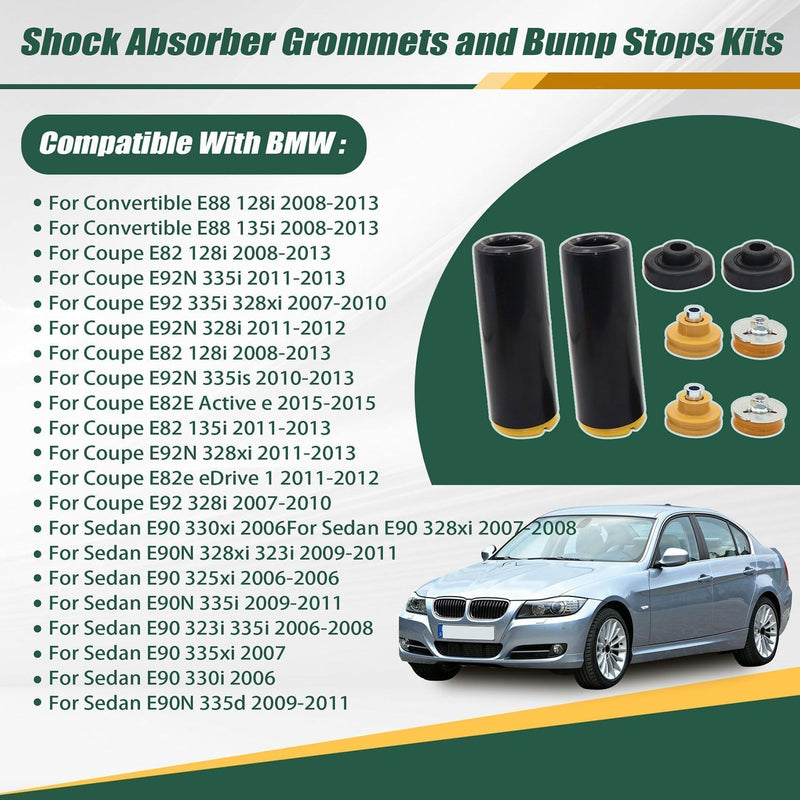 Rear Upper Lower Shock Mounts Grommets and Bump Stops Kit Compatible with BMW E82 E87 E88 E90 E92 E93 128i 135i 323i 325xi 328i 328xi 330i 335i 335d # 3353676733401 33506771737 33506771738