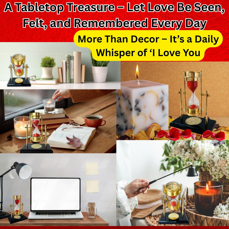 GUAAFA My Love Brass Sandtimer ClockCompass | Romantic Gift for Men Women, Husband Wife, Boyfriend Girlfriend - Engraved Quote