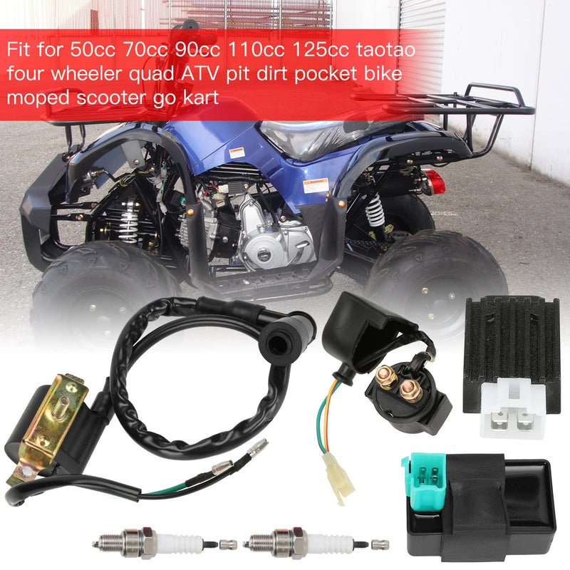  [AUSTRALIA] - GREHUA Ignition Coil Starter Solenoid Voltage Regulator CDI Compatible with Tao tao Coolster 125cc 110cc 90cc Kazuma Baja Chinese ATV Quad 4 Wheeler SSR Lifan CRF70 4 Stroke Go Kart Dirt Bike Parts