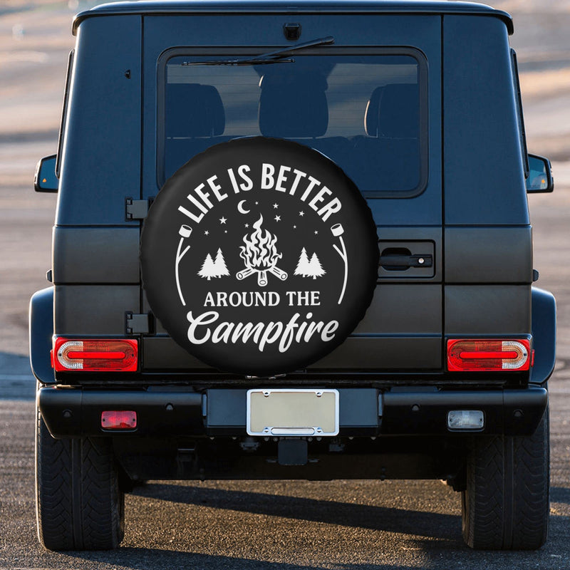Life is Better Around The Campfire Rv Spare Tire Cover for RV Trailer Camper Wheel Protectors Weatherproof Universal for Trailer Rv SUV Truck Travel Trailers (15 inch) 15 inch
