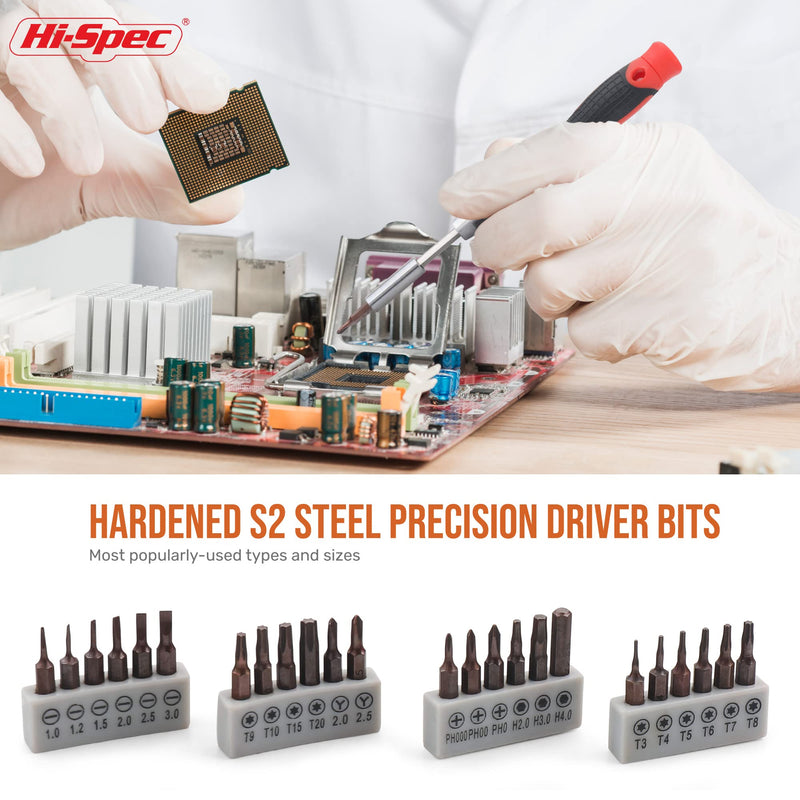 Hi-Spec 38pcs Electronics Repair Tool Kit, Precision Screwdriver Set Magnetic, Computer Screwdriver Kit, PC Building Tool Kit for Laptop, Tablet, DIY and Repair work 38pc