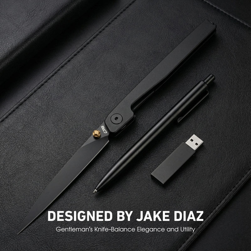 CJRB Lanky EDC Pocket Knife for Men, 3.58" AR-RPM9 Steel Blade Utility Knife with Liner Lock Pocket Clip for Home Office Gifts, Designed by Jake Diaz (J1965) AR-RPM9 Blade & Black Aluminum Handle