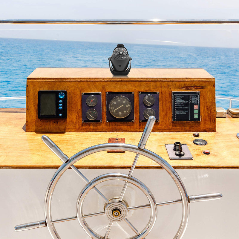 Boat Compass Dash Mount Flush - Boating Compass Dashboard Suction - Navigation Marine Compass Boats Surface Mount - Illuminated Dashboard Compass Ship - Electronic Sea Compass Black