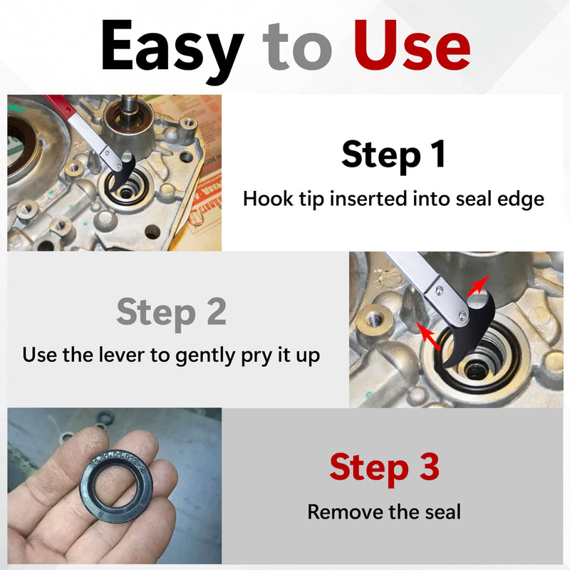 Seal Puller Tool, Oil Seal Removal Tool with Dual Hook, Universal Wheel Seal Twister Puller, Heavy Duty Seal Puller and Installer Kit for Oil and Grease Seals Removal