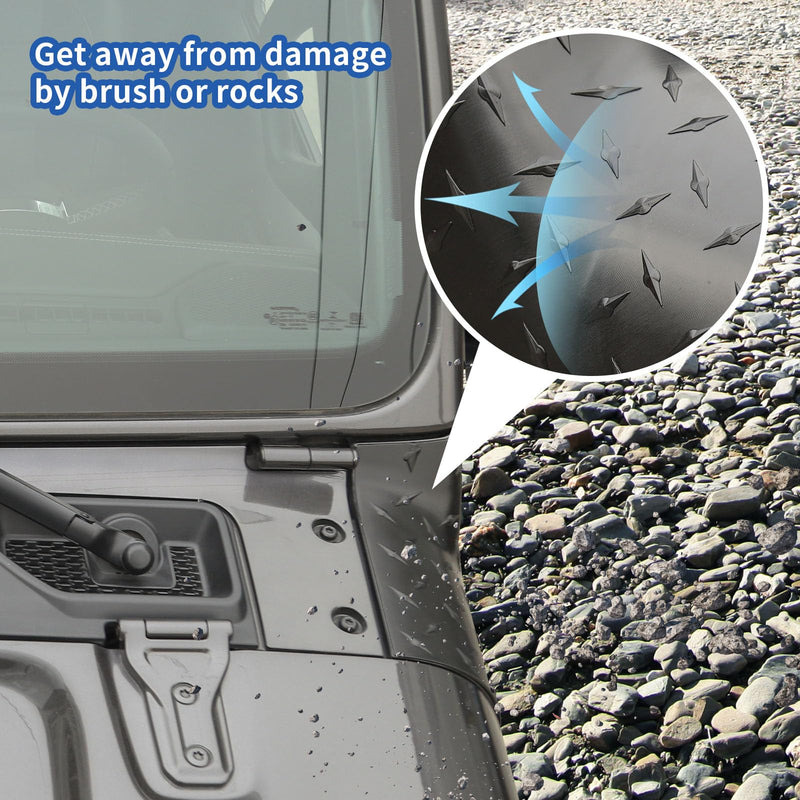 RT-TCZ for Wrangler JL Hood Cowl Cover, Body Armor for Jeep Wrangler JL JLU Gladiator JT 2018 2019 2020 2021 2022 2023 2024 Black Exterior Accessories 2pcs Black Pointer