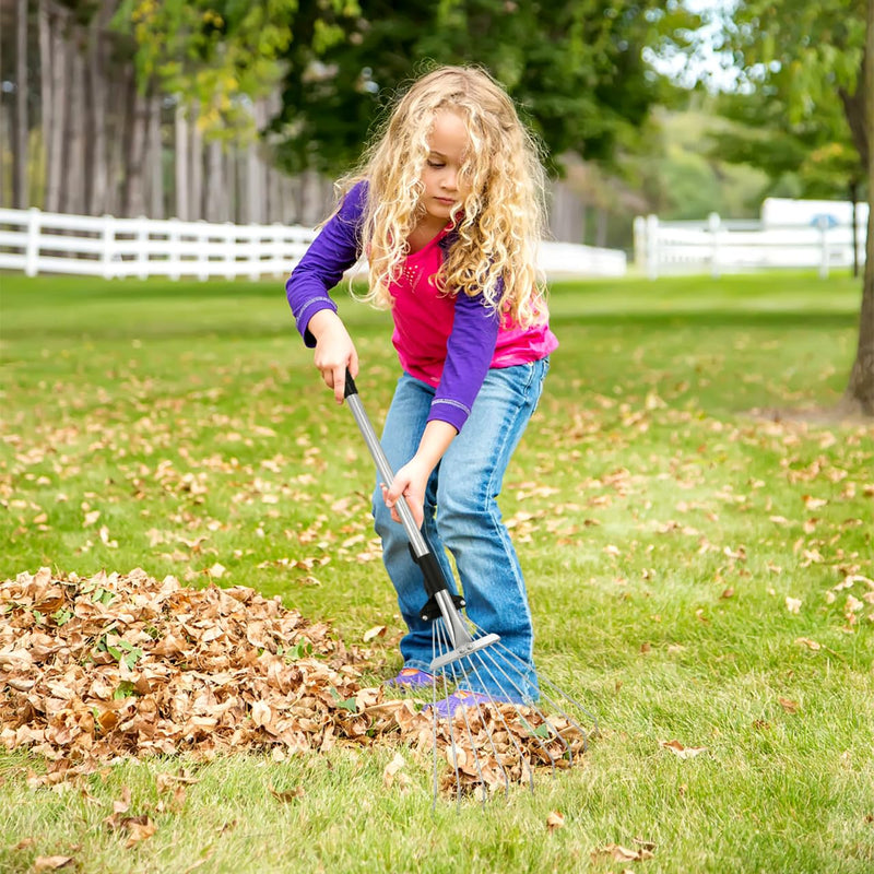 Toyandona Telescopic Leaf Rake Adjustable Retractable Lawn Rake for Leaves and Grass with Lightweight Anti-Skid Handle Garden Yard Tool 28.34In