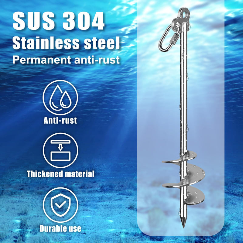 Insaga 17''/26''/36'' Sand Anchor for Boat with 32ft Rope, 304 Stainless Steel Boat Sand Anchor with Crossbar, Screw in Boat Anchor for Kayak, Jet Ski, Pontoon, Shallow Water, Beach and Sandbar Use 17''-Only
