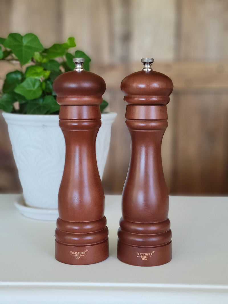 Fletchers' Mill Federal Pepper Mill, Walnut Stain - 8 Inch, Adjustable Coarseness Fine to Coarse, MADE IN U.S.A. 8-inch