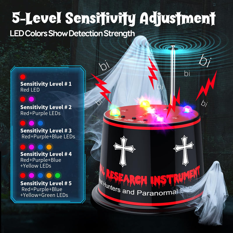 Advanced Ghost Hunting EMF Detector – Enhanced Magnetic Field Amplifier, ±1°C ATDD Temperature Tracking, Auto Calibration, 5-Level Sensitivity, 9V Battery Included 3.35 inch Height