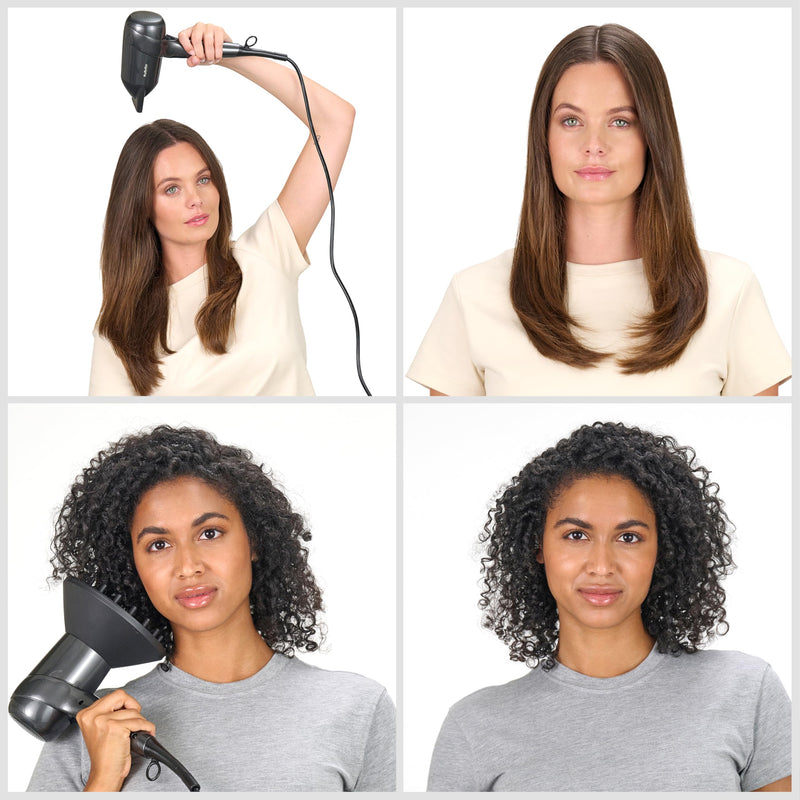 BaByliss Titanium Shine Hair Dryer - Powerful and Compact, 1600W High Speed Digital Motor, Large Diffuser, 3 Heat & 3 Speed Settings, Metallic Grey, D6200DU NEW