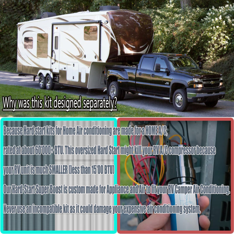 3310727.007 /.015, 3311883.000 3311883000/8333A9021 Duo-Therm Brisk Air Hard Start Capacitor Kit for Coleman RV Air-Conditioning Compressor Solid State Starter Kit 105620-10-70/8335-9021/9333-9021